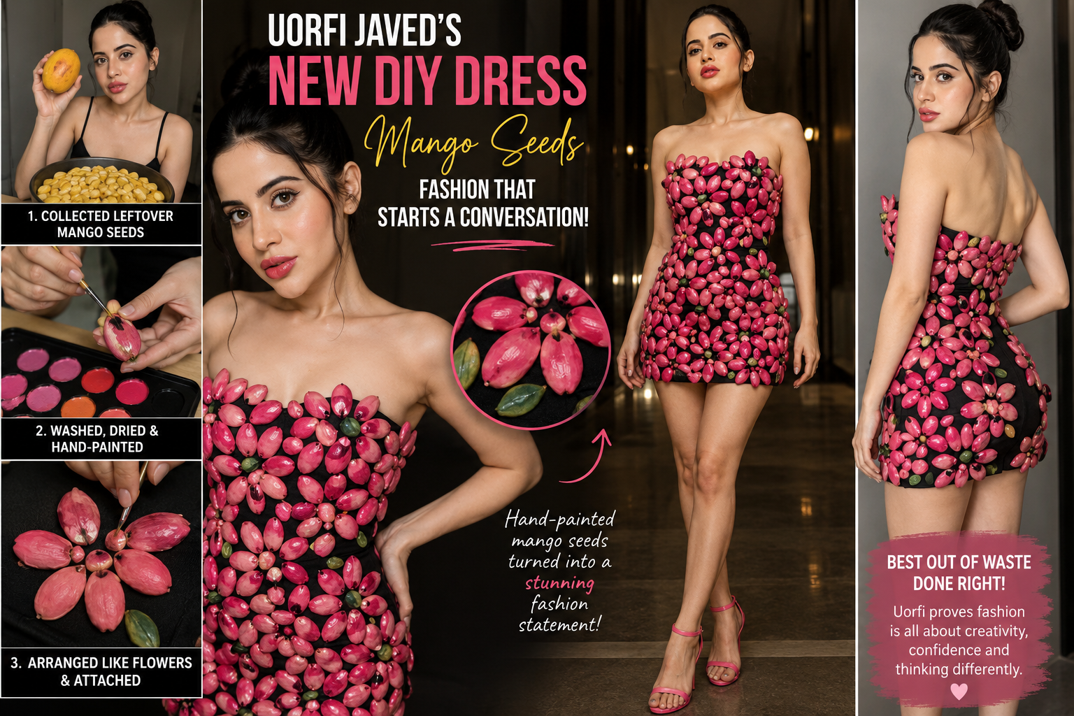Uorfi Javed’s New DIY Mango Seed Dress: When Fashion Meets Creativity